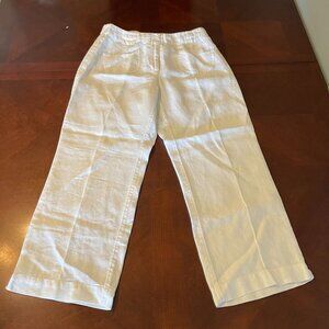 j.jill White Linen Womens Straight-Leg Pants  Pockets Size 4